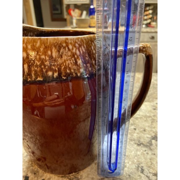 Vintage Kathy Kale USA Brown Drip Glaze Ceramic Pitcher Jug 7in Tall - Picture 6 of 8